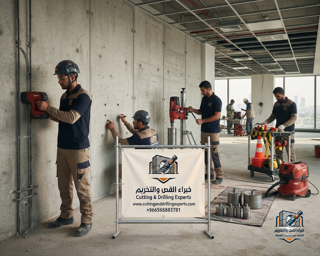 تقليل الاهتزاز والتكسير أثناء تخريم الجدران والأسقف الخرسانية بجدة
